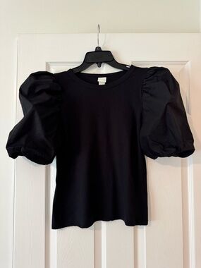H&M Black Puff Sleeve Short Sleeve Tee